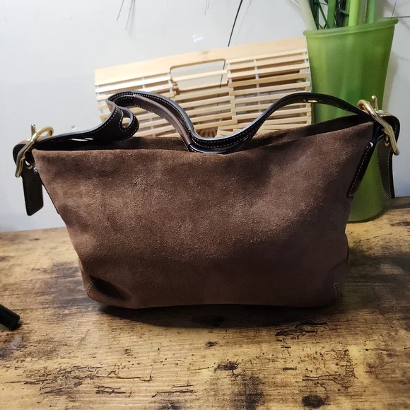 Coach Brown Suede Bag with Gold Detail-Vintage - Picture 1 of 14